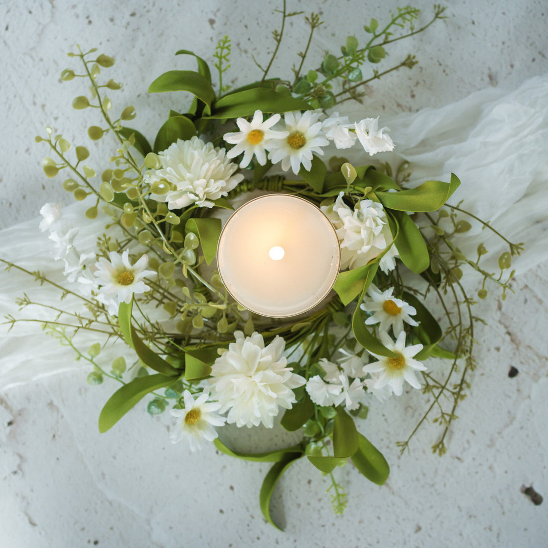 Pom Pom Wildflower Candle Ring