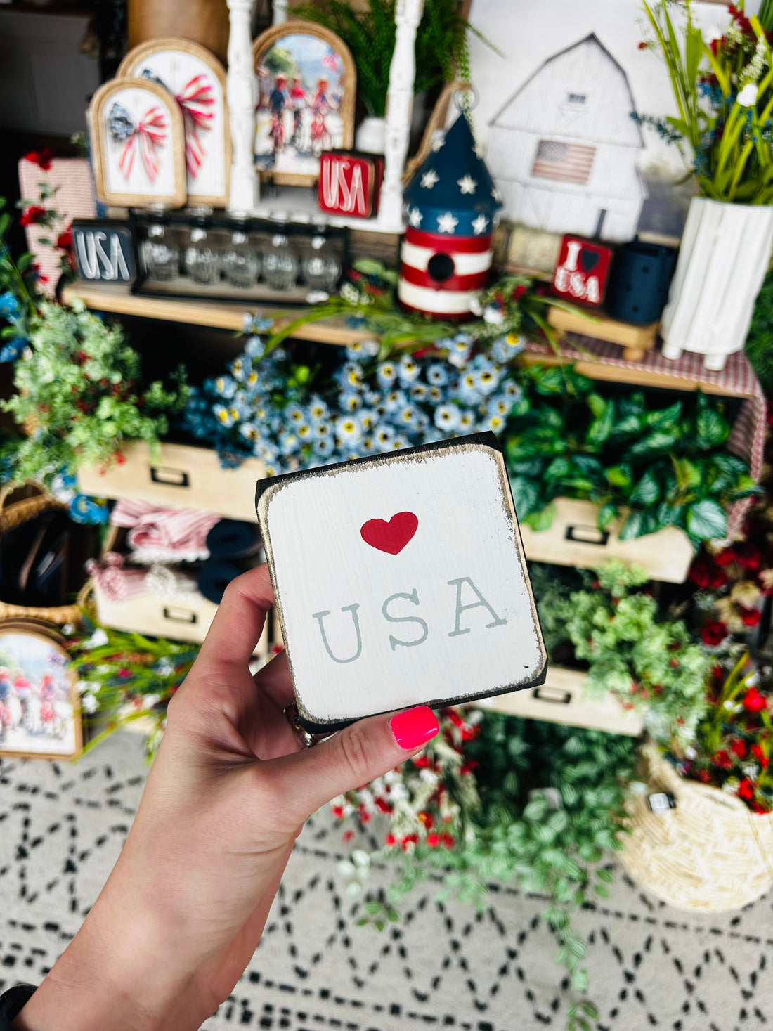 Love USA Wood Block