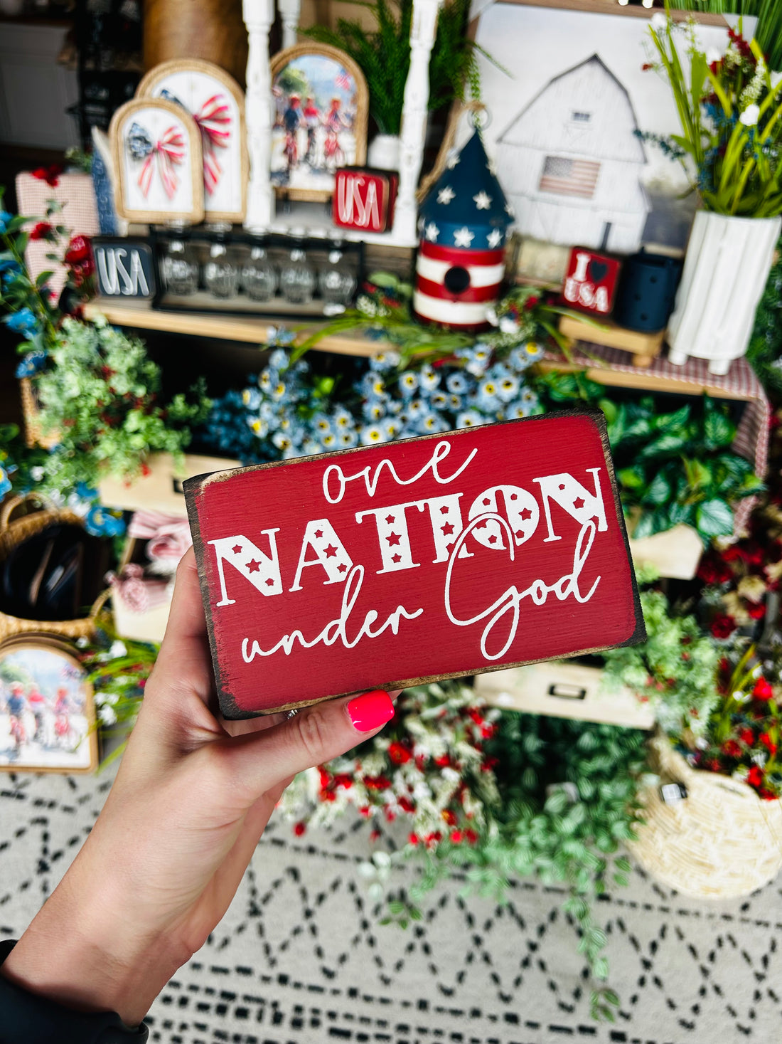 One Nation Under God Wood Block