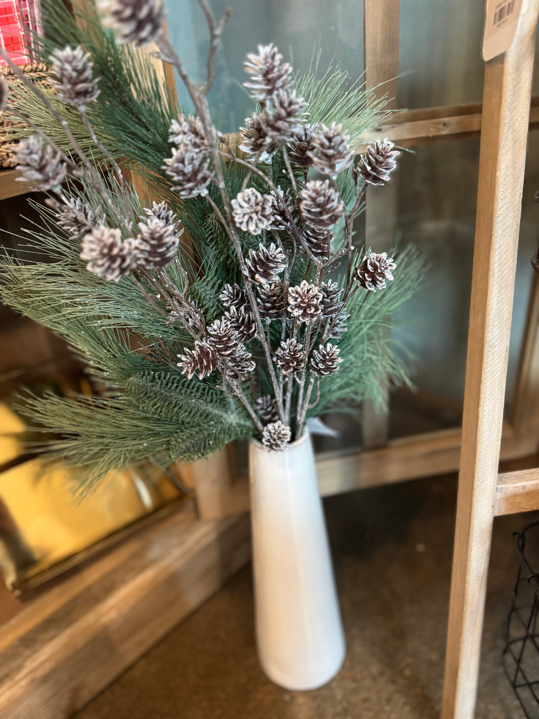 White Washed Pinecone Bush