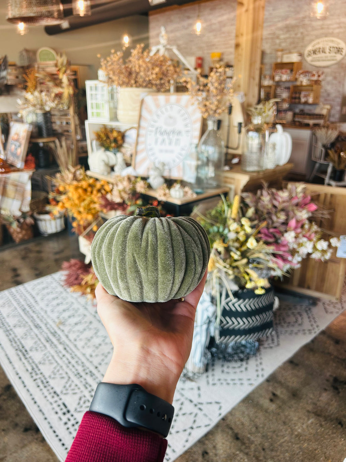 Dark Green Velvet Pumpkin