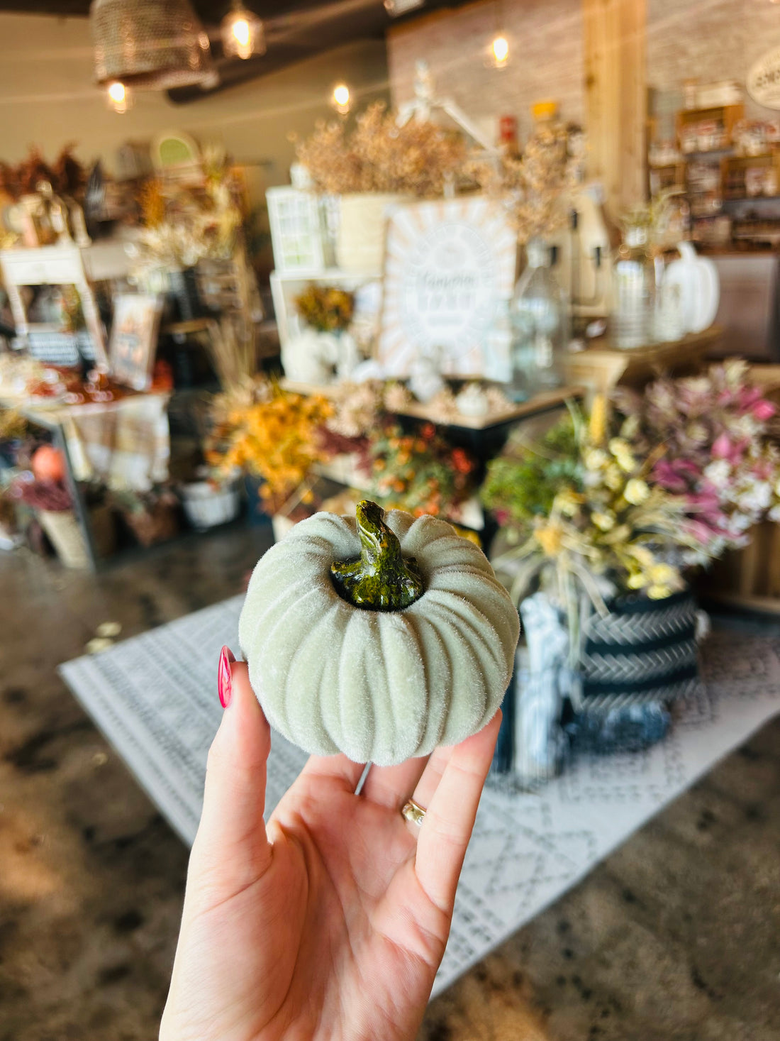 Mint Green Velvet Pumpkin