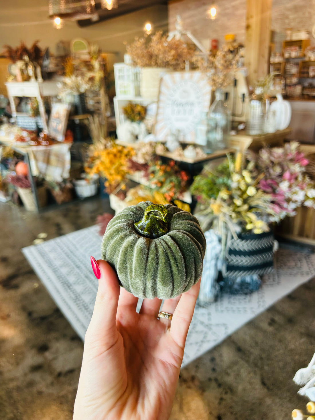 Dark Green Velvet Pumpkin