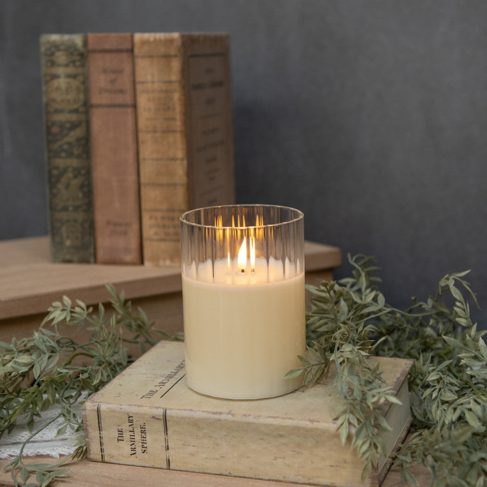 Cream Fluted Glass Candle