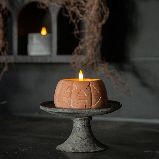 Orange Jack-O-Lantern 3D Flame Candle