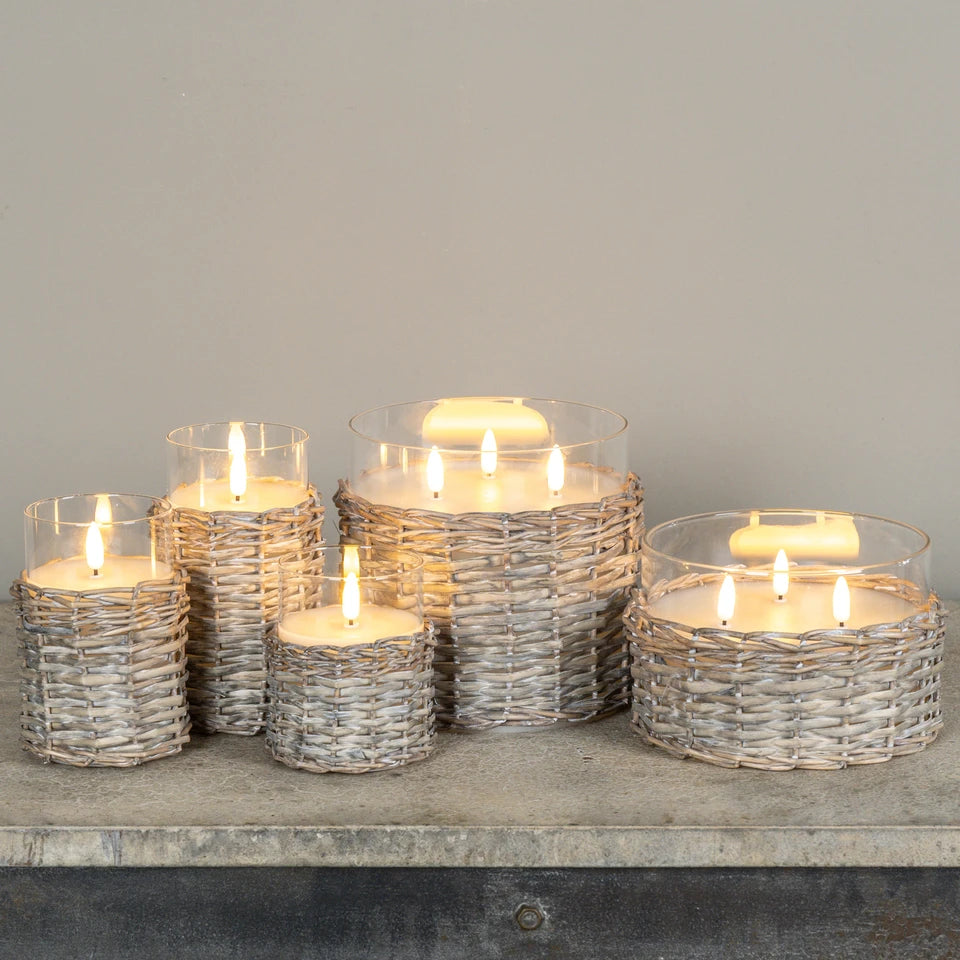 Woven Wicker 3D Flame Candle