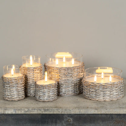 Woven Wicker 3D Flame Candle
