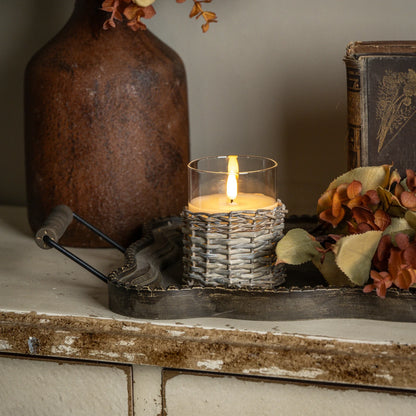 Woven Wicker 3D Flame Candle