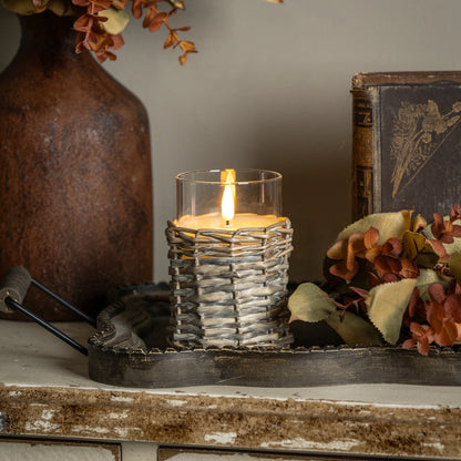 Woven Wicker 3D Flame Candle