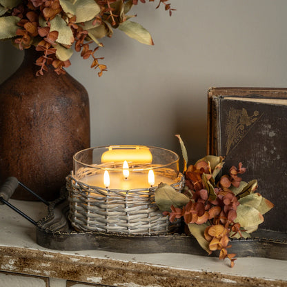 Woven Wicker 3D Flame Candle