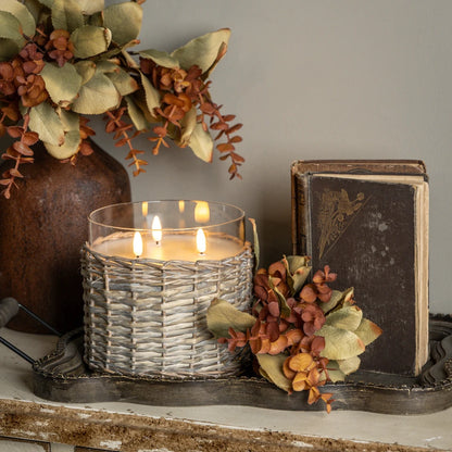 Woven Wicker 3D Flame Candle