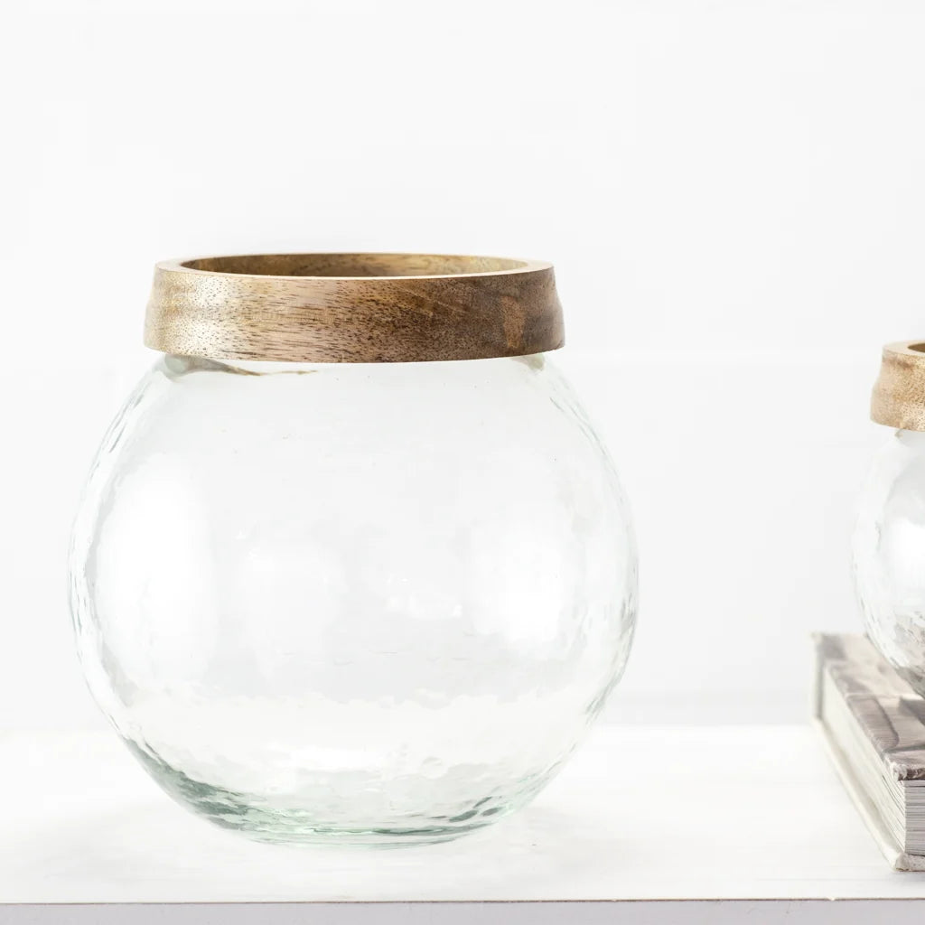 Glass Vase Wood Rim