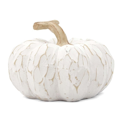 White Carved Resin Pumpkin