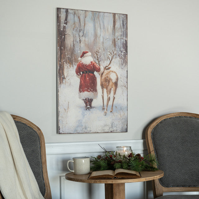 Santa w/ Deer Print Forest