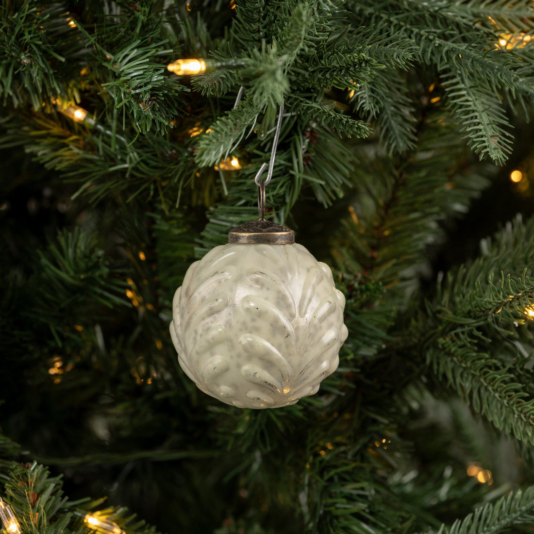 White Filigree Kugel Ornament