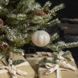 Ivory Ribbed Ornament