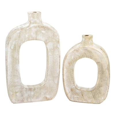 Whitewashed Open Vase