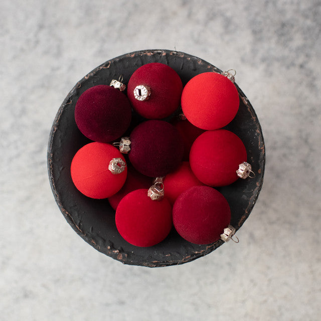 Flocked Balls - Set of 12