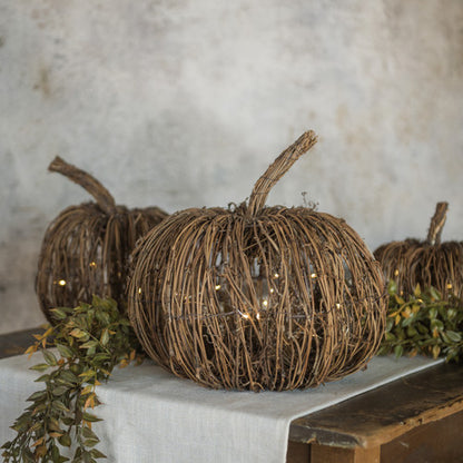 Lighted Rattan Pumpkin