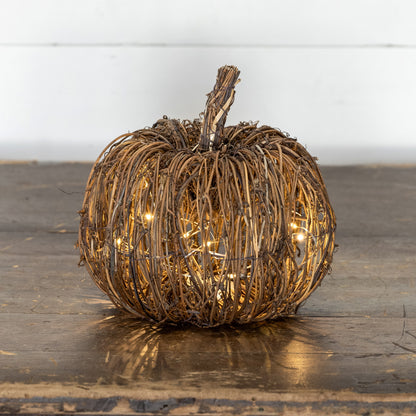 Lighted Rattan Pumpkin
