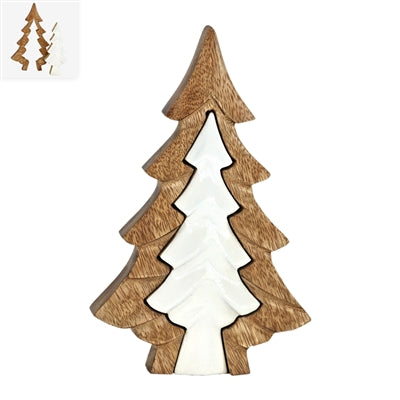 3D White &amp; Wood Enamel Tree