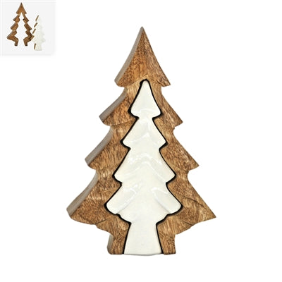3D White &amp; Wood Enamel Tree