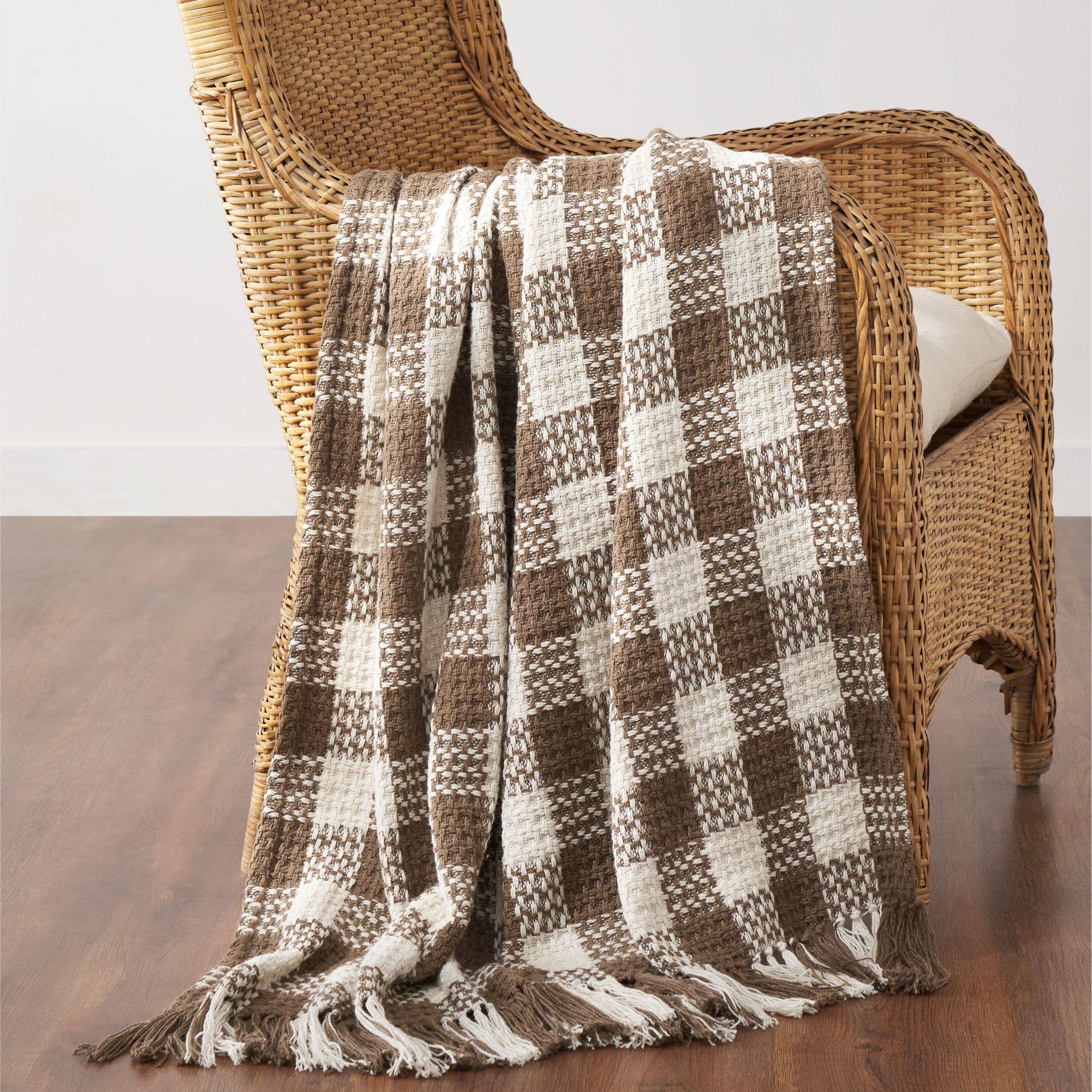 Cocoa Brown Heritage Check Throw