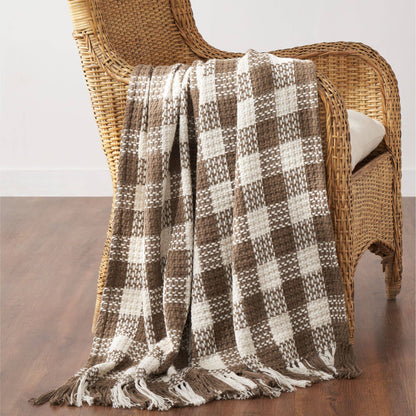 Cocoa Brown Heritage Check Throw