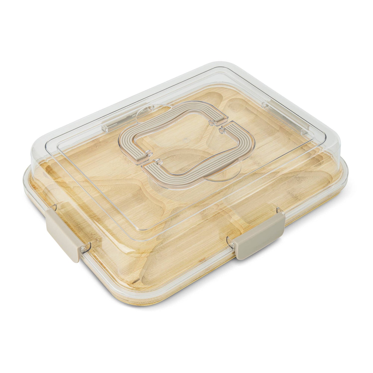 7 Section Rectangle Wood Charcuterie Storage - Taupe Latte