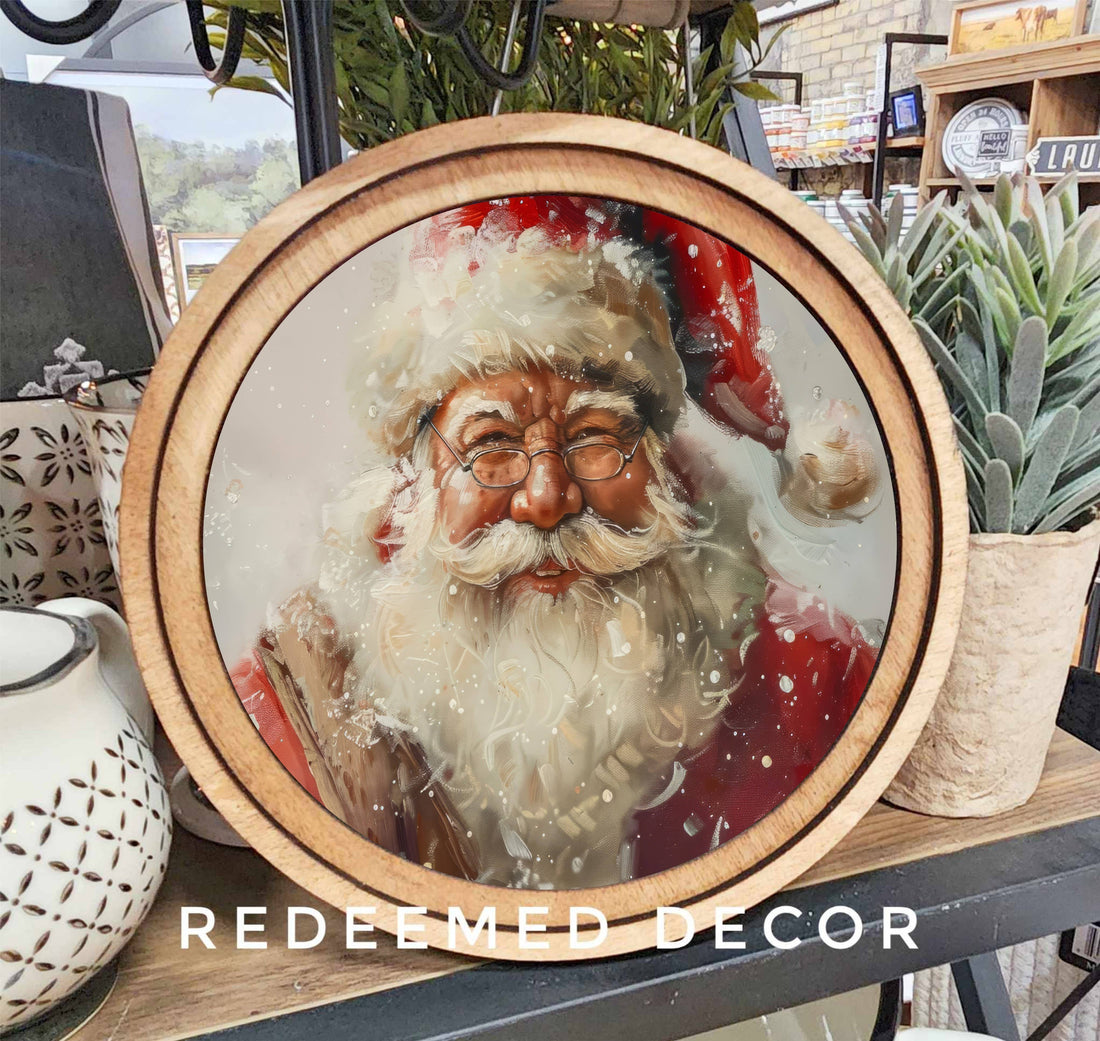 Round Snowy Santa Art