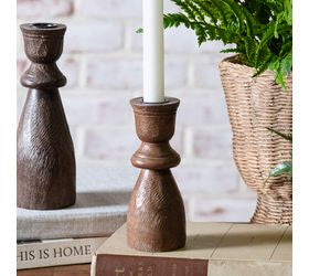 Dark Wood Taper Candle Holder