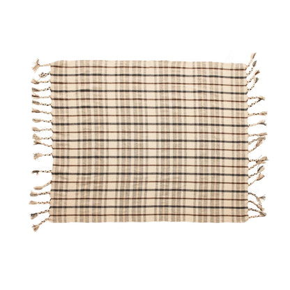 Plaid Throw With Tassels
