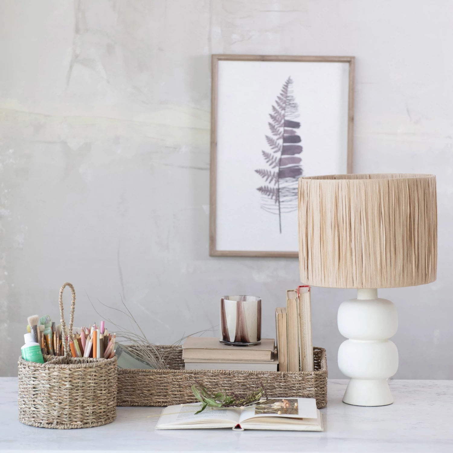 Raffia Shade Lamp