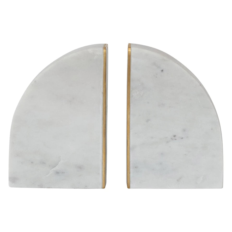 Marble Bookends with Gold