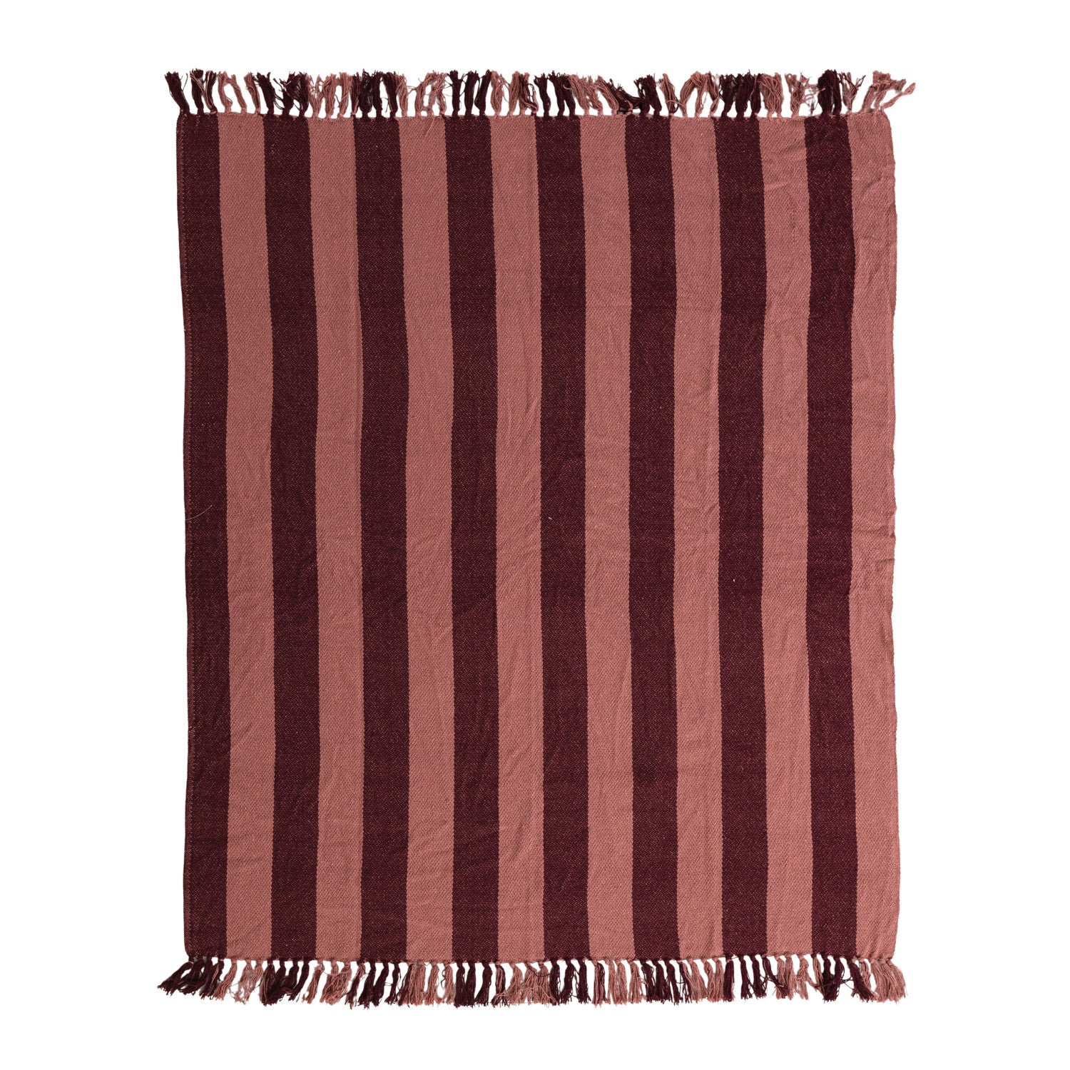 Cotton Burgundy Striped Throw