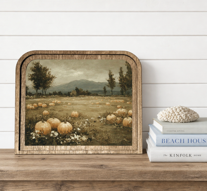 Landscape Arch Frame Pumpkin Field Autumn | Wood &amp; Canvas