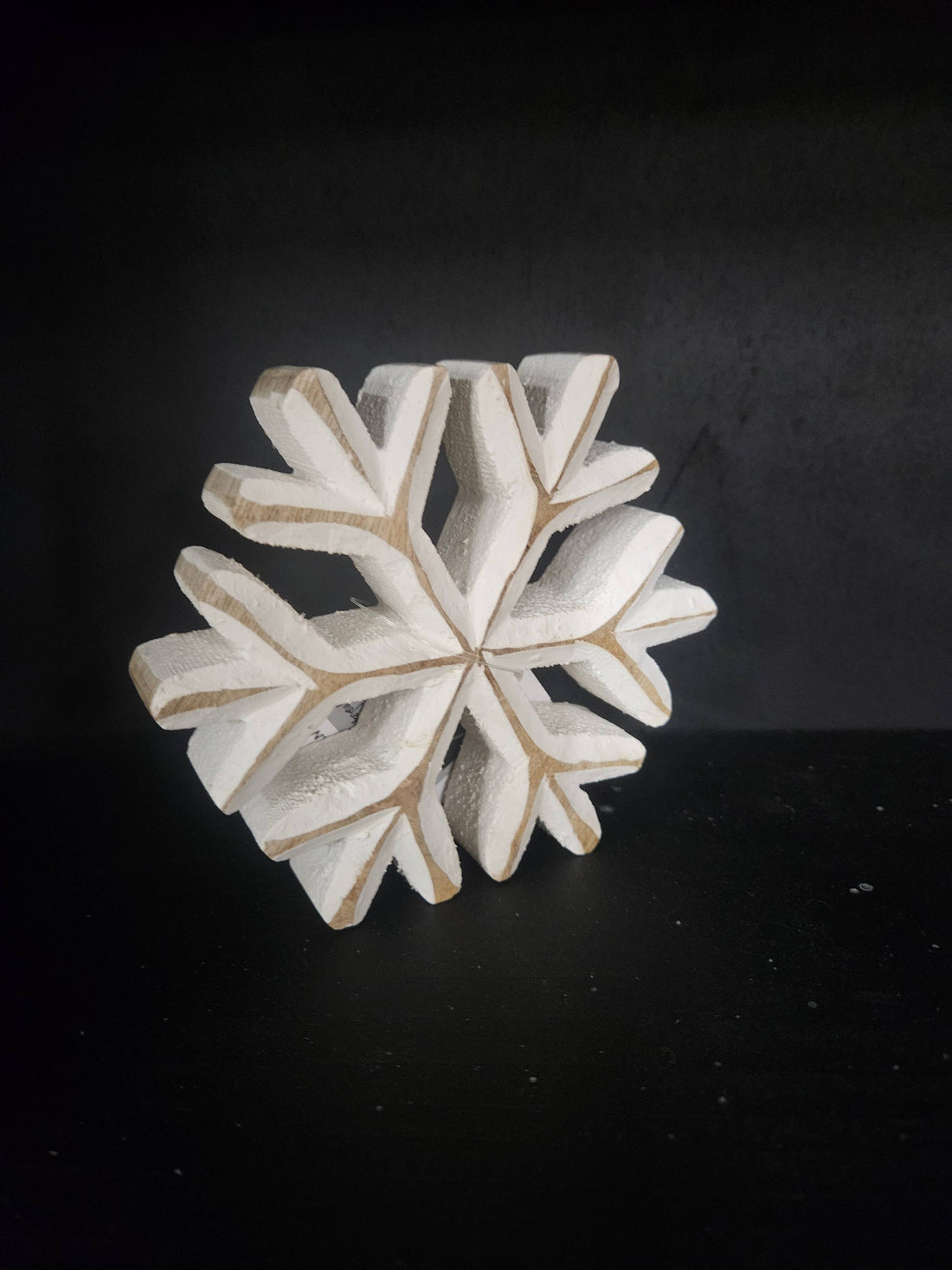 White Washed Wooden Snowflake - 5&quot;
