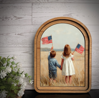 Arch Frame Art Kids Flag Field | Wood &amp; Canvas