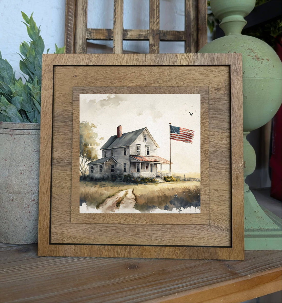 Insert Farmhouse Flag for Square Frame