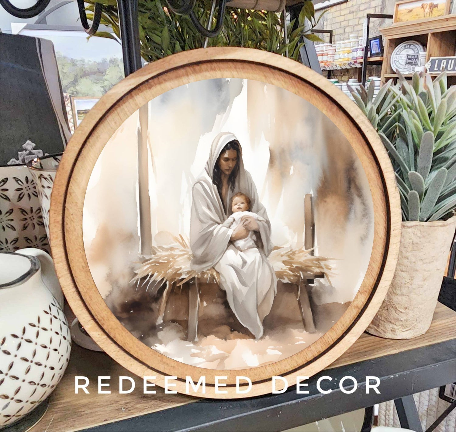 8&quot; Round Christmas Nativity Art