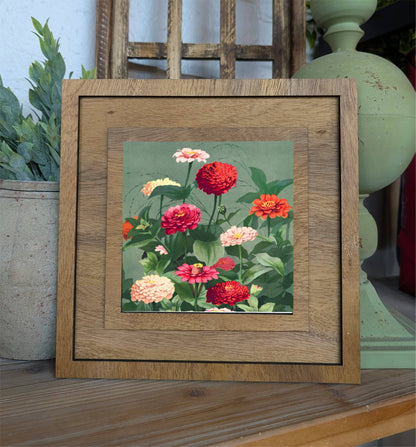 Insert Vintage Zinnias for Square Frame