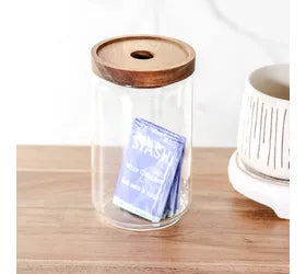 Acacia Wood Lid Glass Jar