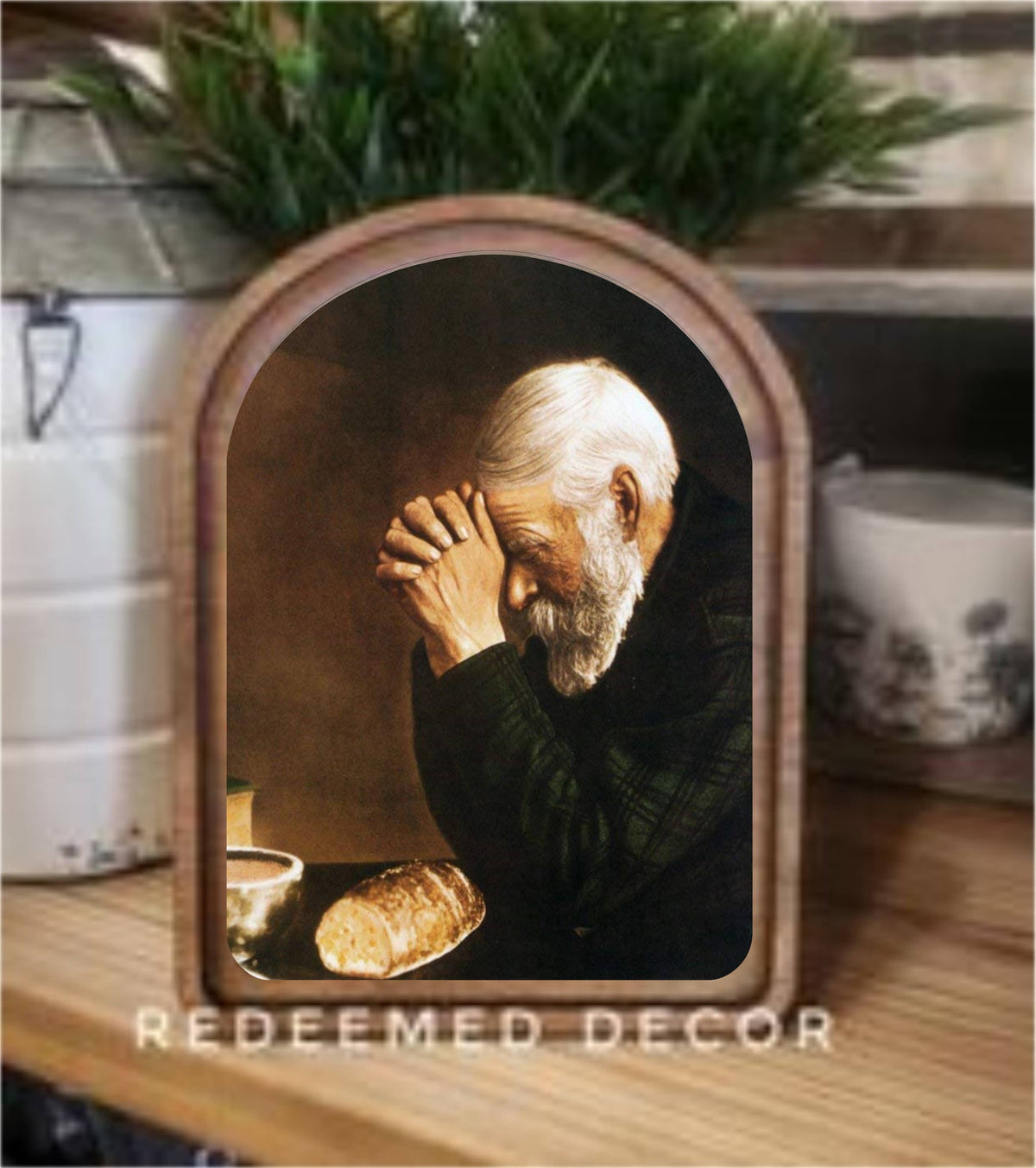 Arch Top Praying Man Framed Art