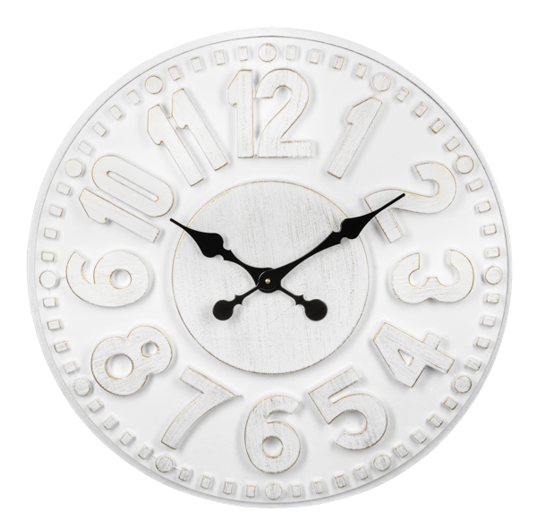 White Embossed Clock