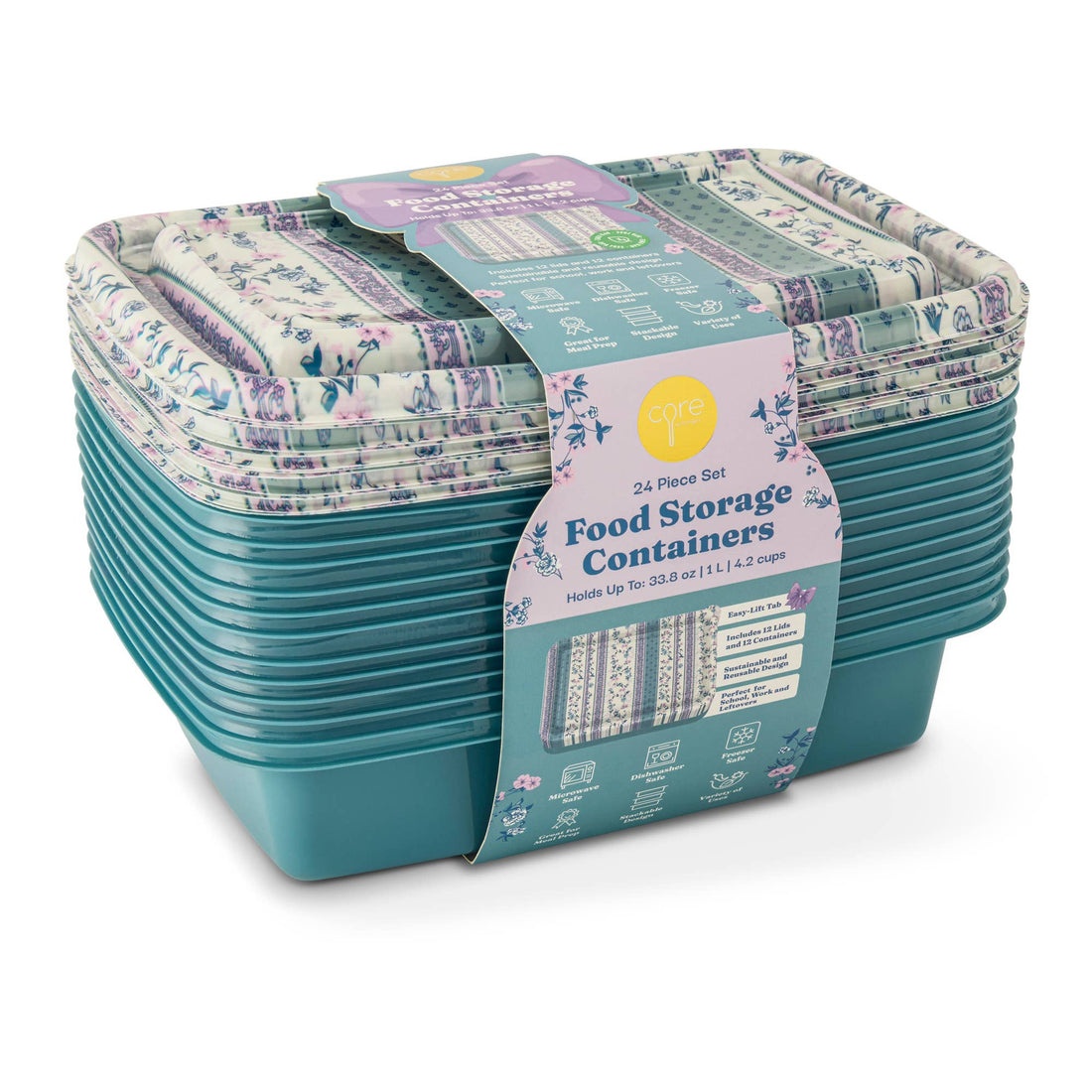 24pc Food Storage Set Plastic - Tapestry Floral