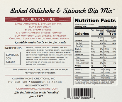 Artisan Kitchen Baked Artichoke &amp; Spinach Dip Mix