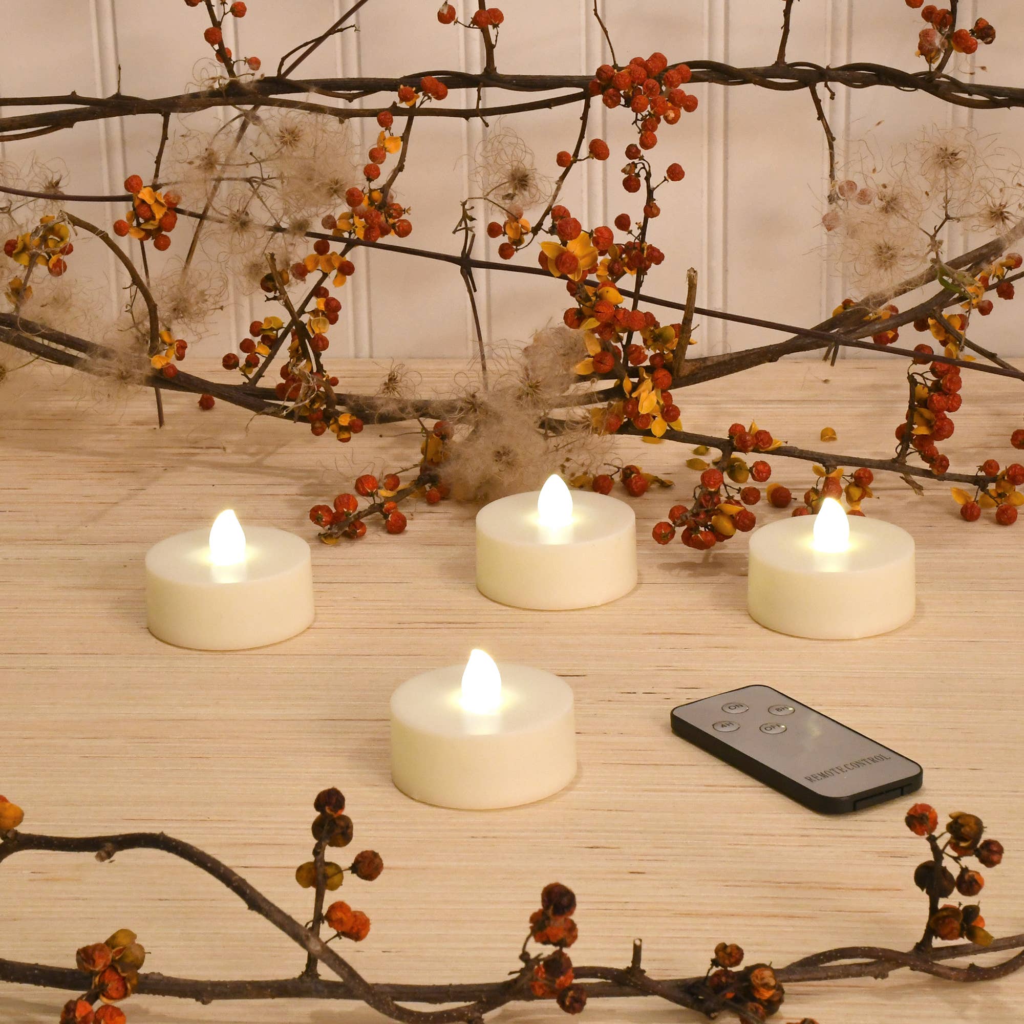 Extra Large Battery Operated Tea Lights , White - Set of 4