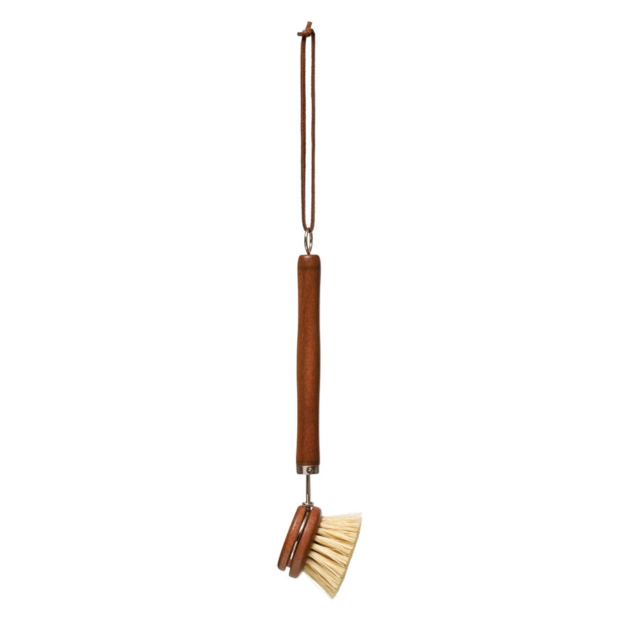 Wood Brush w/ Leather Tie