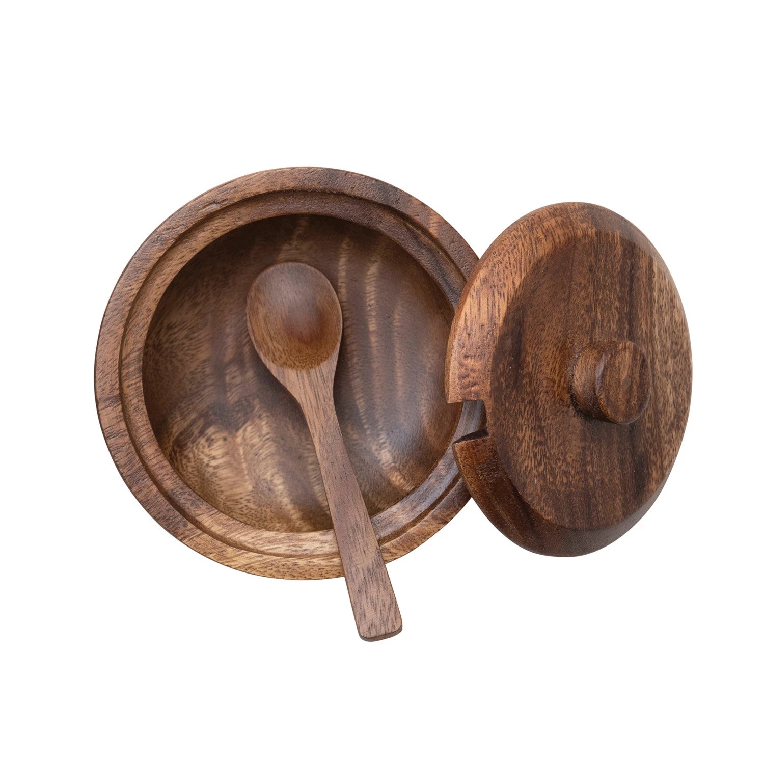 Wood Bowl w/ Lid &amp; Spoon