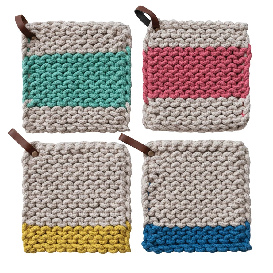 Square Pot Holder Leather Loop